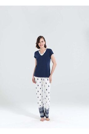 Kadın Lacivert Uzun Pijama Takımı 5014 50140