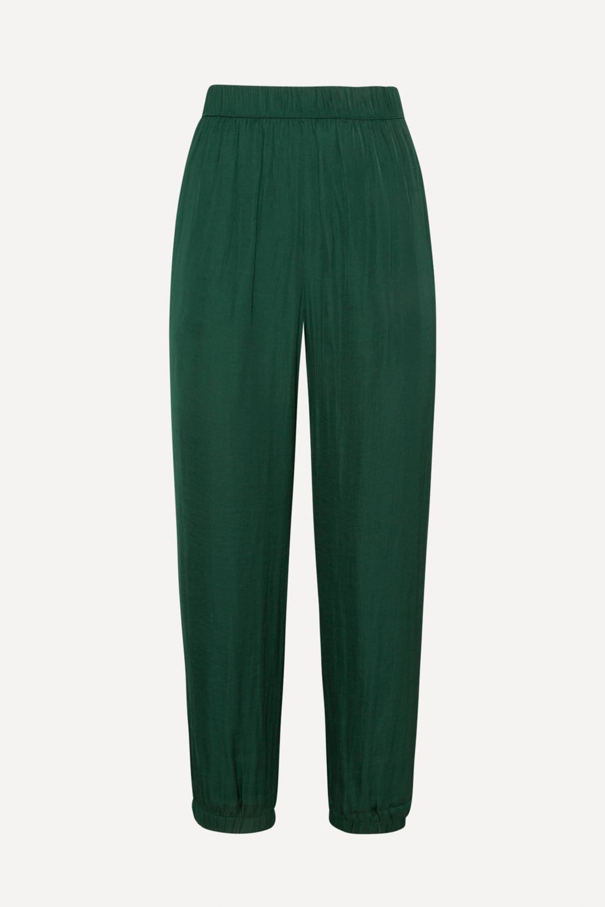 Oysho Kadin Koyu Yesil Yesil Saten Pantolon Trendyol