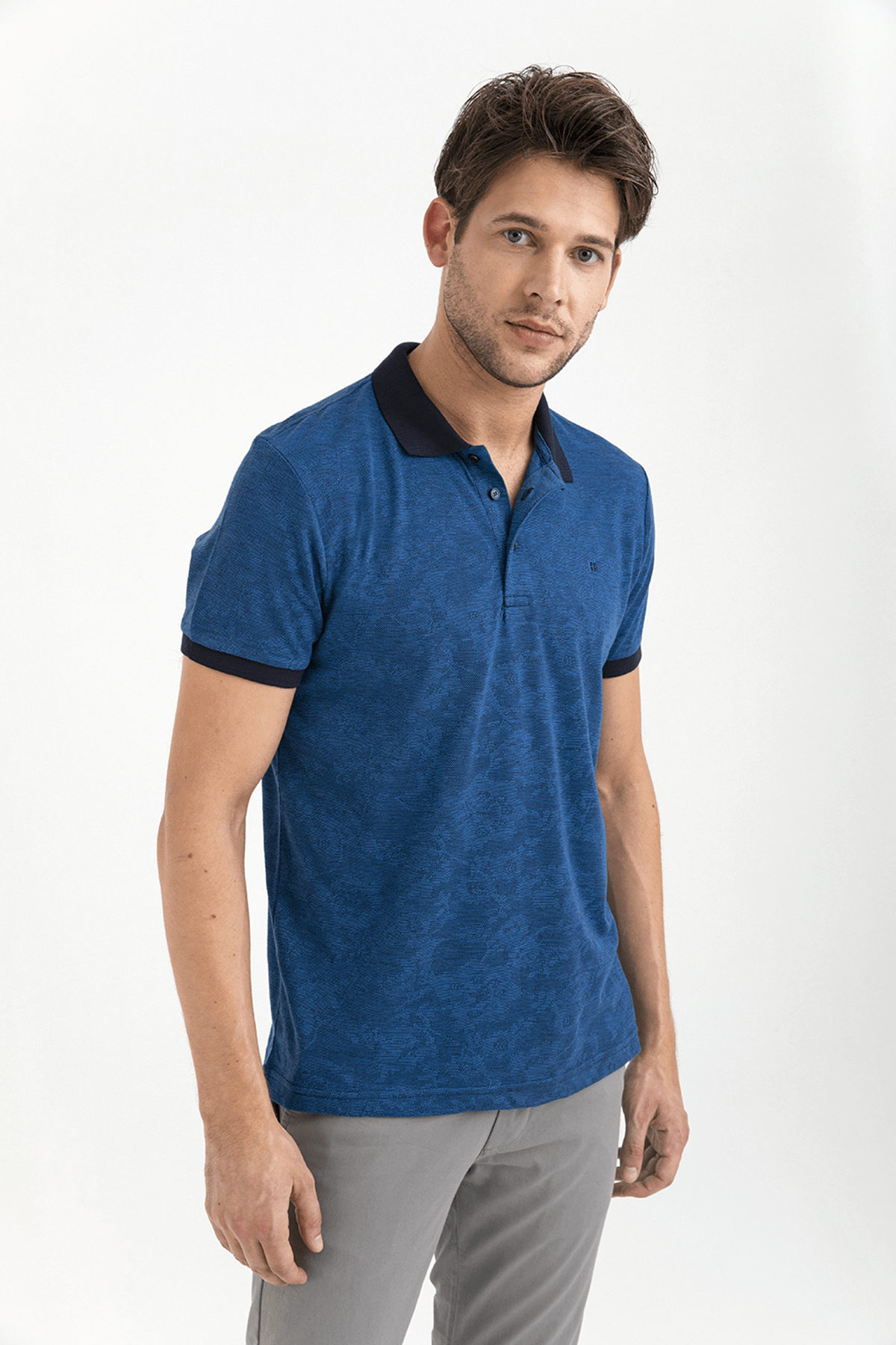 Avva Erkek Saks Polo Yaka Jakarli T Shirt A01y1123 Trendyol