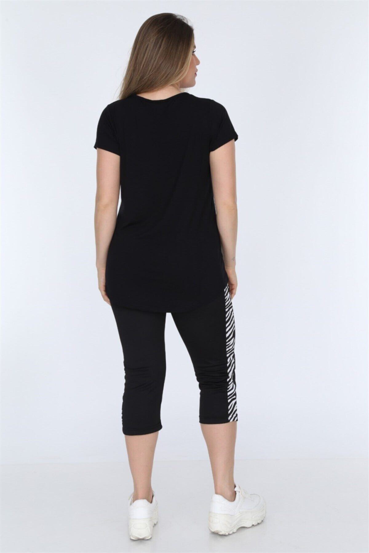 MJORA-Set de lenjerie și tricou cu dungi zebră neagră 5