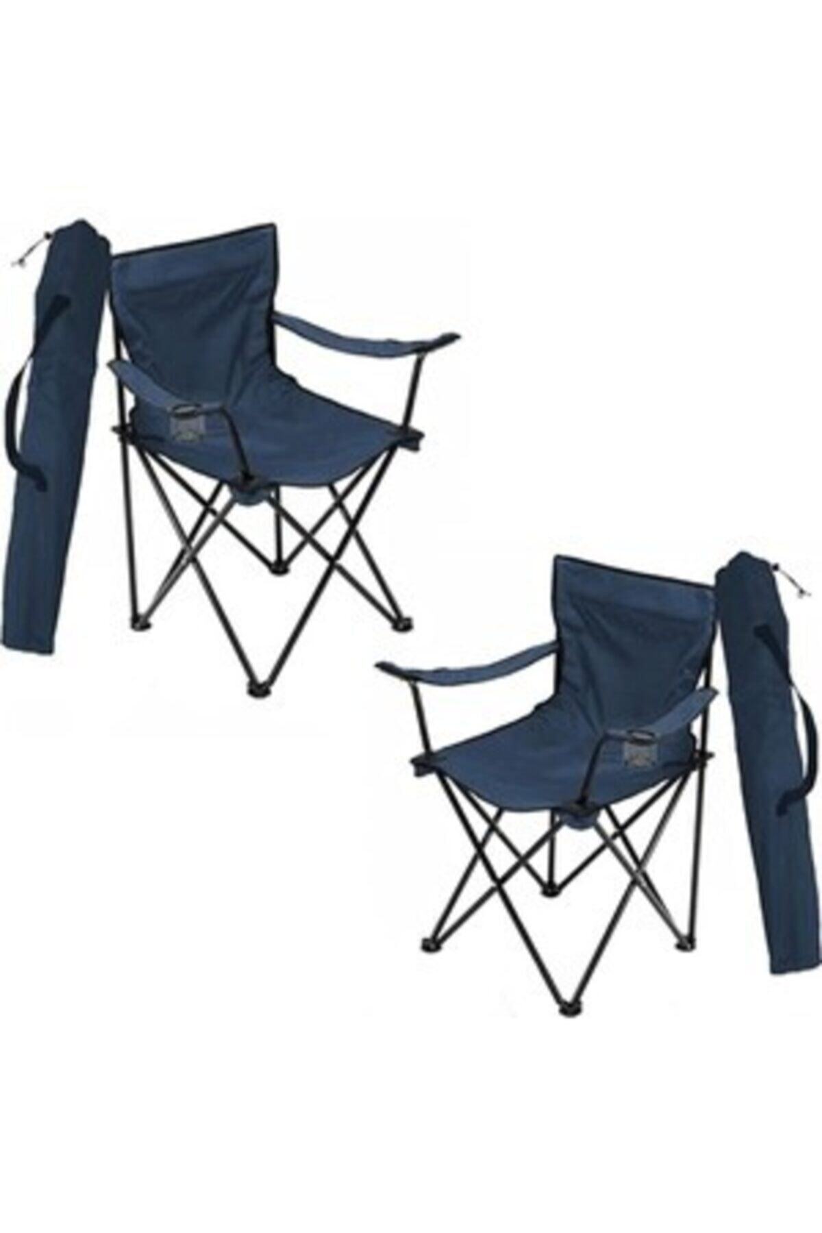 Bofigo 2 Adet Kamp Sandalyesi Katlanır Sandalye Bahçe Koltuğu Piknik Plaj Balkon Sandalyesi Mavi