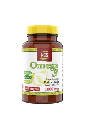 Omega 3 Balık Yağı Doğal Limon Aromalı 1000 mg 60 Yumuşak Kapsül ncsomlm60