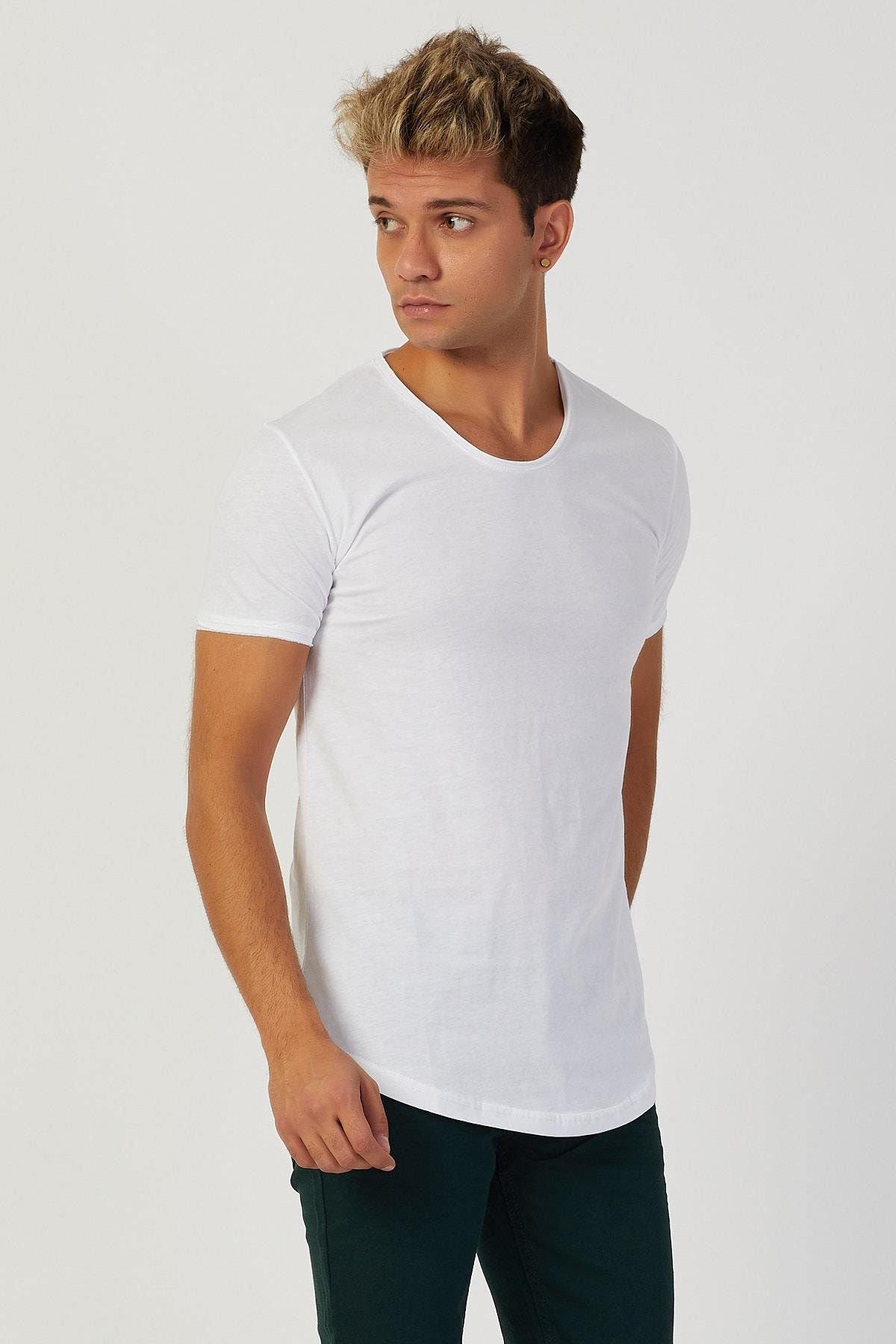 Serseri Bisiklet Yaka Over Size Oval Formda Basic Kisa Kol Erkek Tisort Trendyol