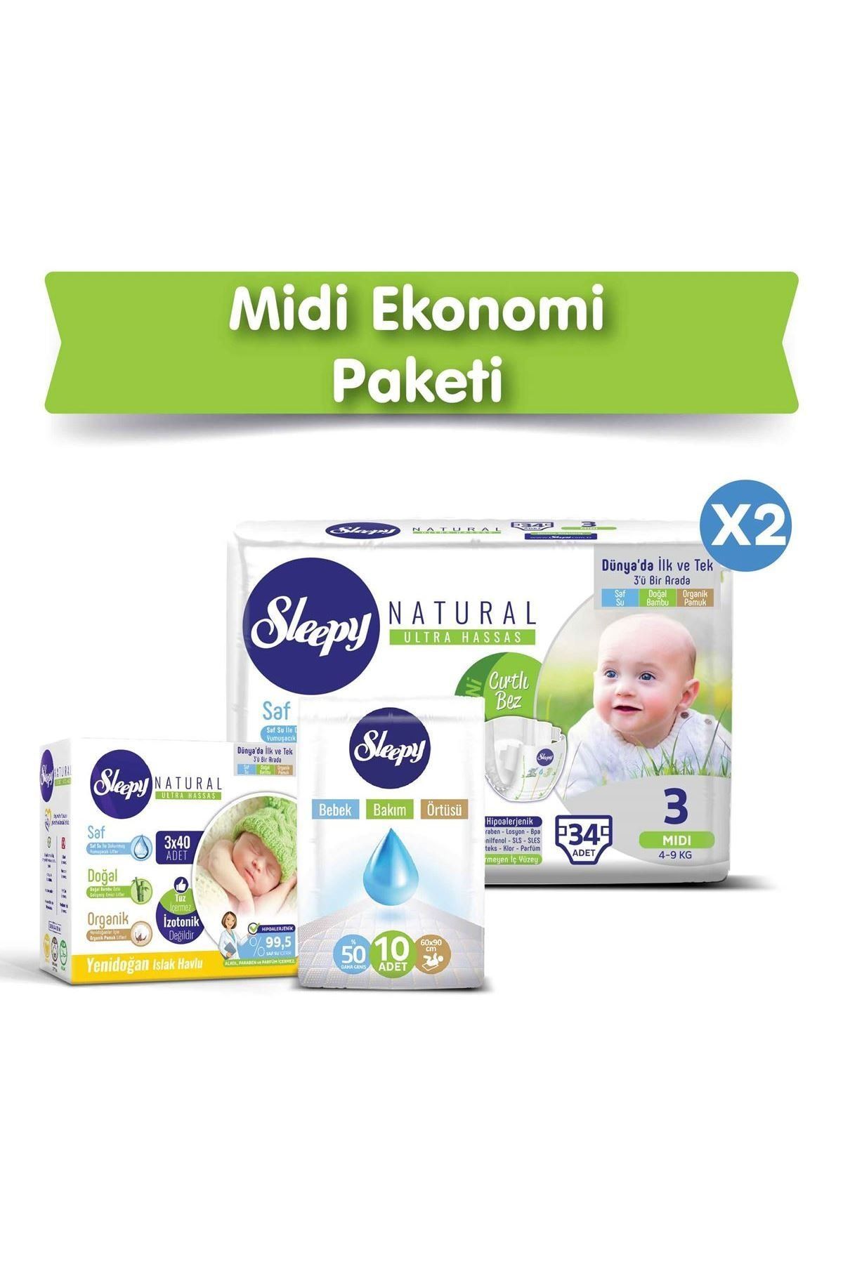 Sleepy Natural Bebek Bezi 3 Numara Midi 300 Adet Trendyol