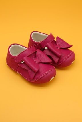 Hakiki Deri Ortopedik Ilk Adım Bebek Ayakkabısı Fuşya B113