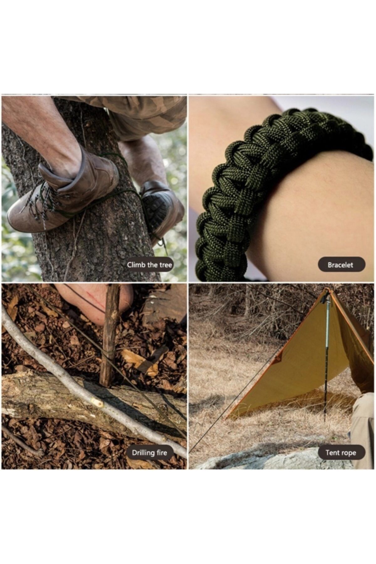 FORMULA X Bıçaklı Düdüklü Pusulalı Paracord Bileklik Yeşil Kamuflaj CR9367