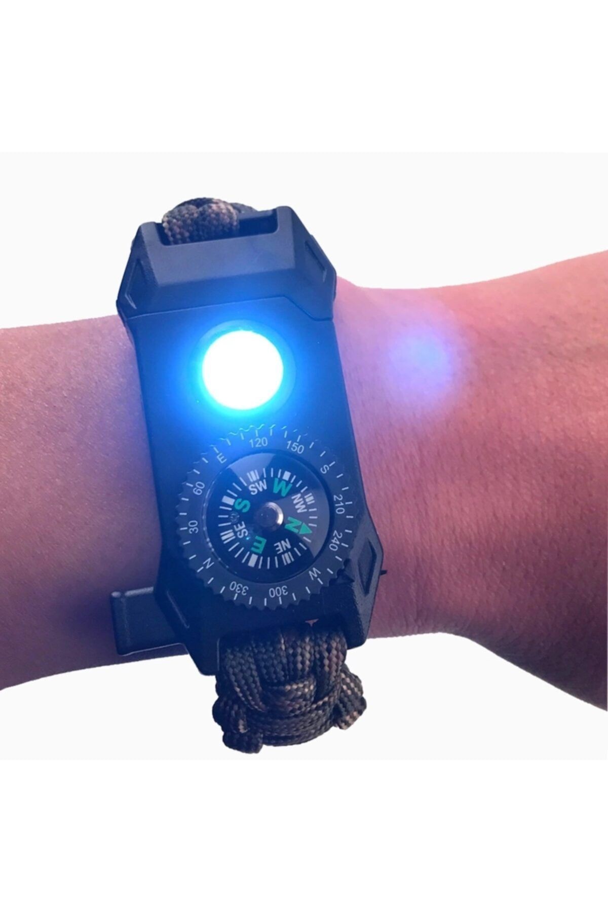 FORMULA X Paracord Bilezik (led + Bıçak + Ateş Başlatıcı + Düdük + Pusula) Siyah BY9574