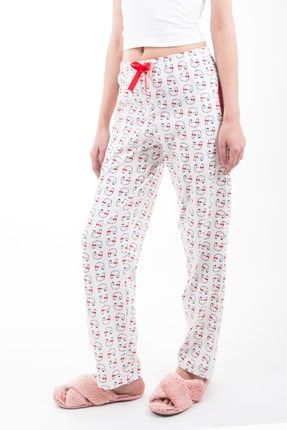Kadın Beyaz Desenli Pijama Altı Arcan01