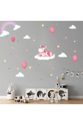 Sevimli Unicorn Doğum Günü Temalı Baby Shower Çocuk Odası Duvar Dekorasyonu 2D441IY4GBV62
