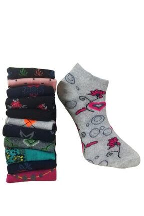 Bayan Patik Çorap Mevsimlik(10 Adet Farklı Desen Ve Renk) 1012