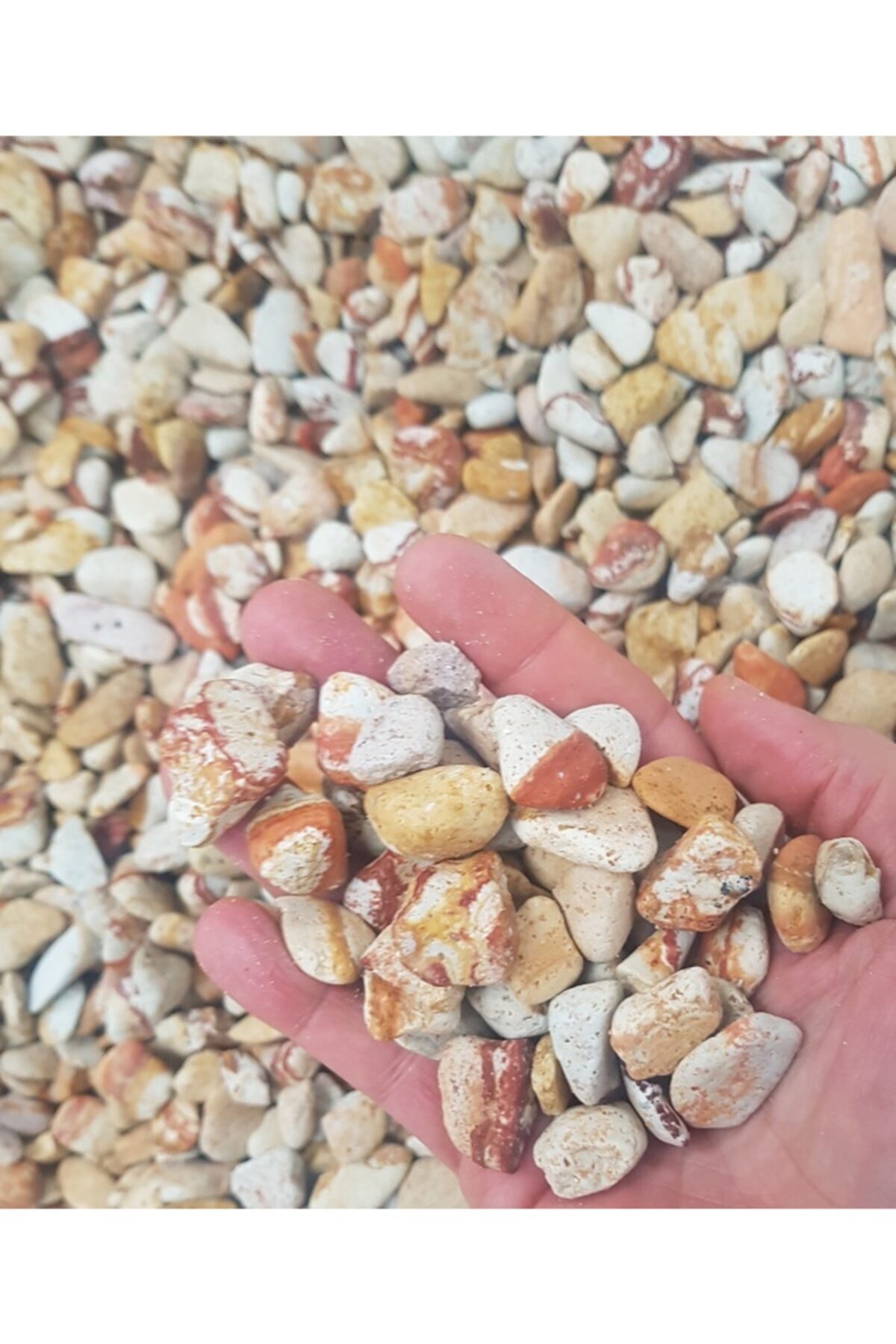 Sarı Çizgili Dolomit Taş 25kg 1-2cm Dere Taşı Çakıl Taşı Bahçe Süs Taşı Dolamit Taş Dekoratif Taş 4