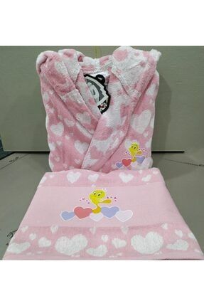 Tweety Heart Pembe 11-12 Yaş Çocuk Bornozu Seti Heart1112