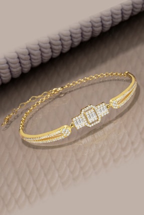 By More Baget Taşlı Kelepçe Gümüş Bileklik