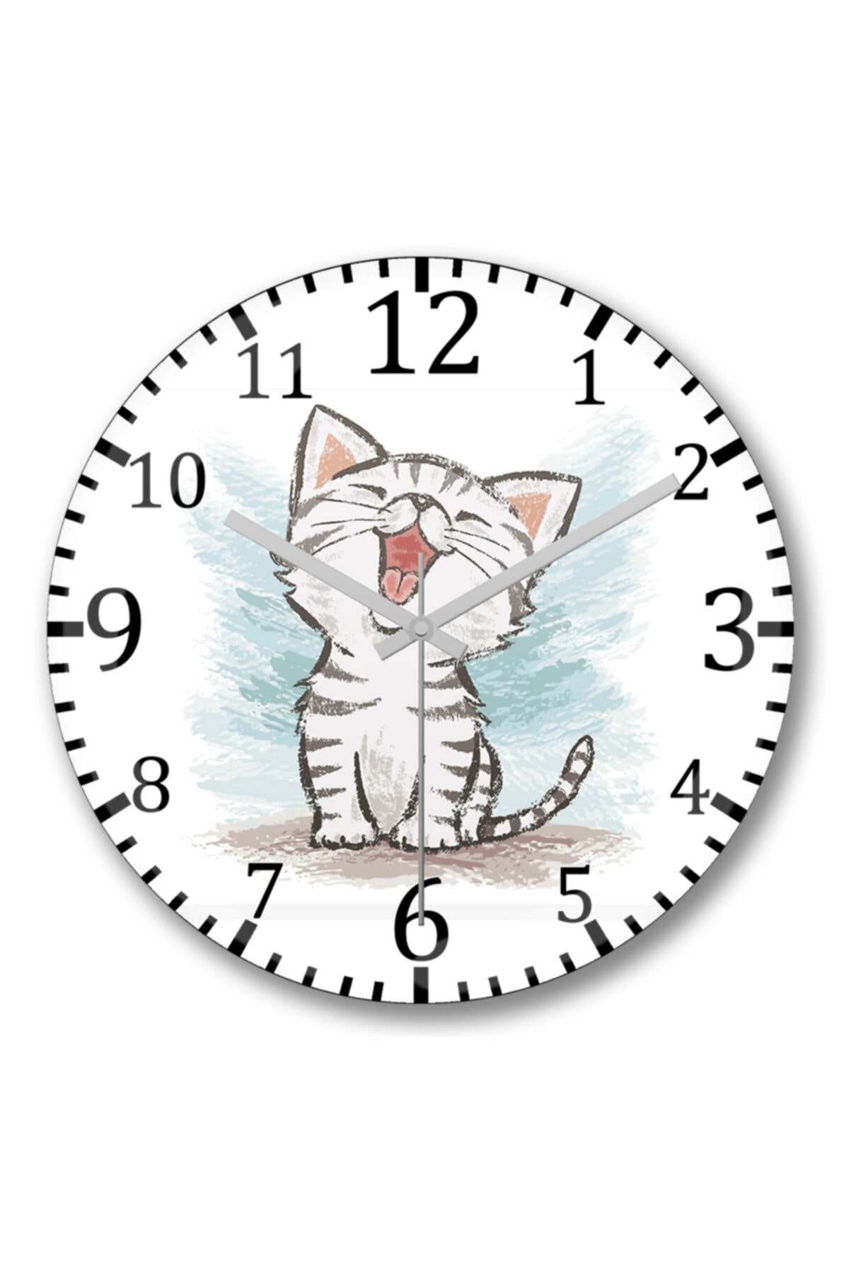 Kitten Colorful Cats Cat Wall Clock Curved Real Glass