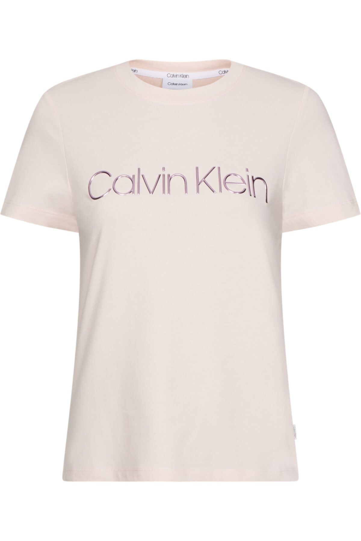 تیشرت زنانه کالوین کلین یقه گرد صورتی کمرنگ Calvin Klein