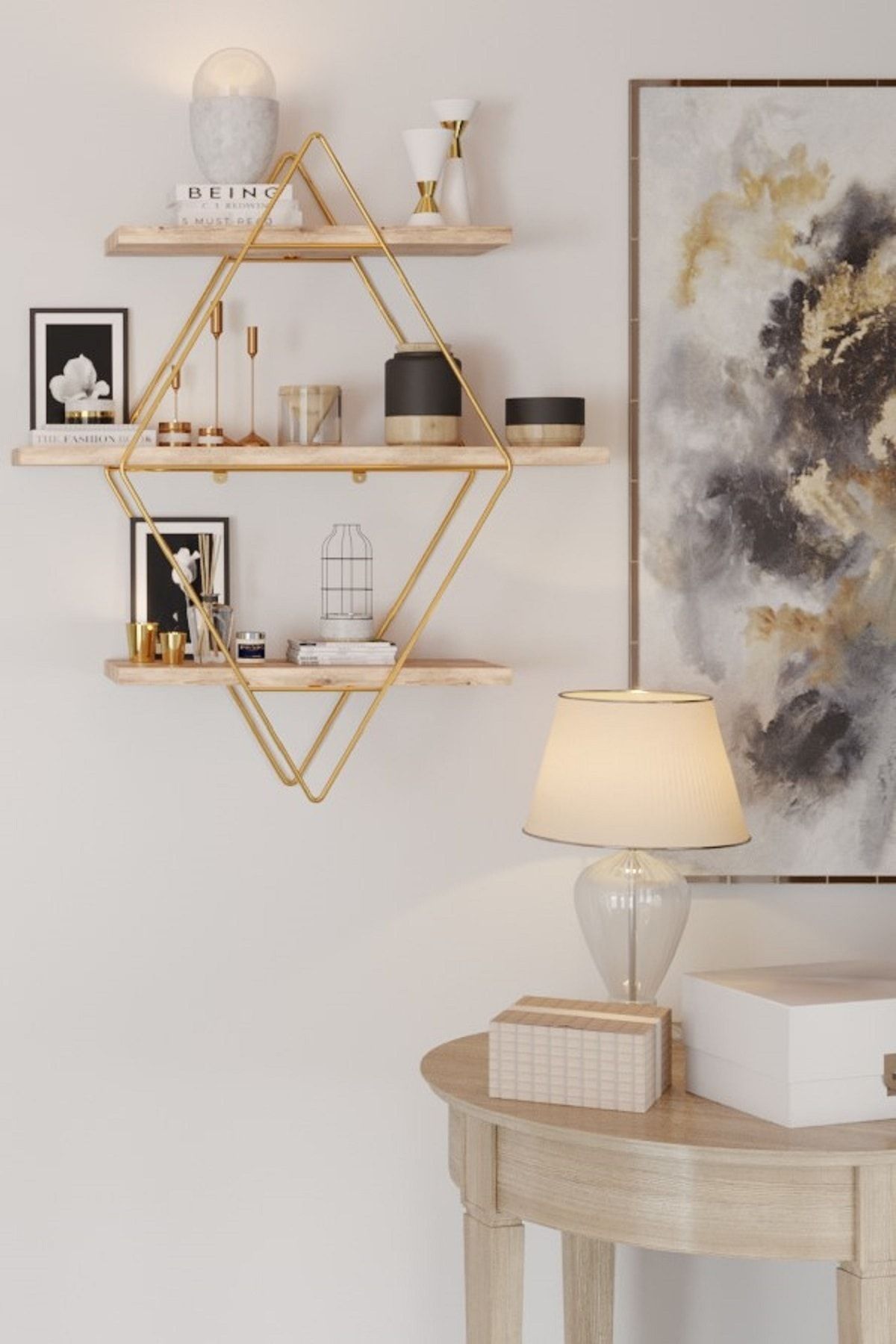 Large Size Prism Solid Wall Shelf Kitchen Bathroom Shelf Bookcase Home & Living  Shelving Units