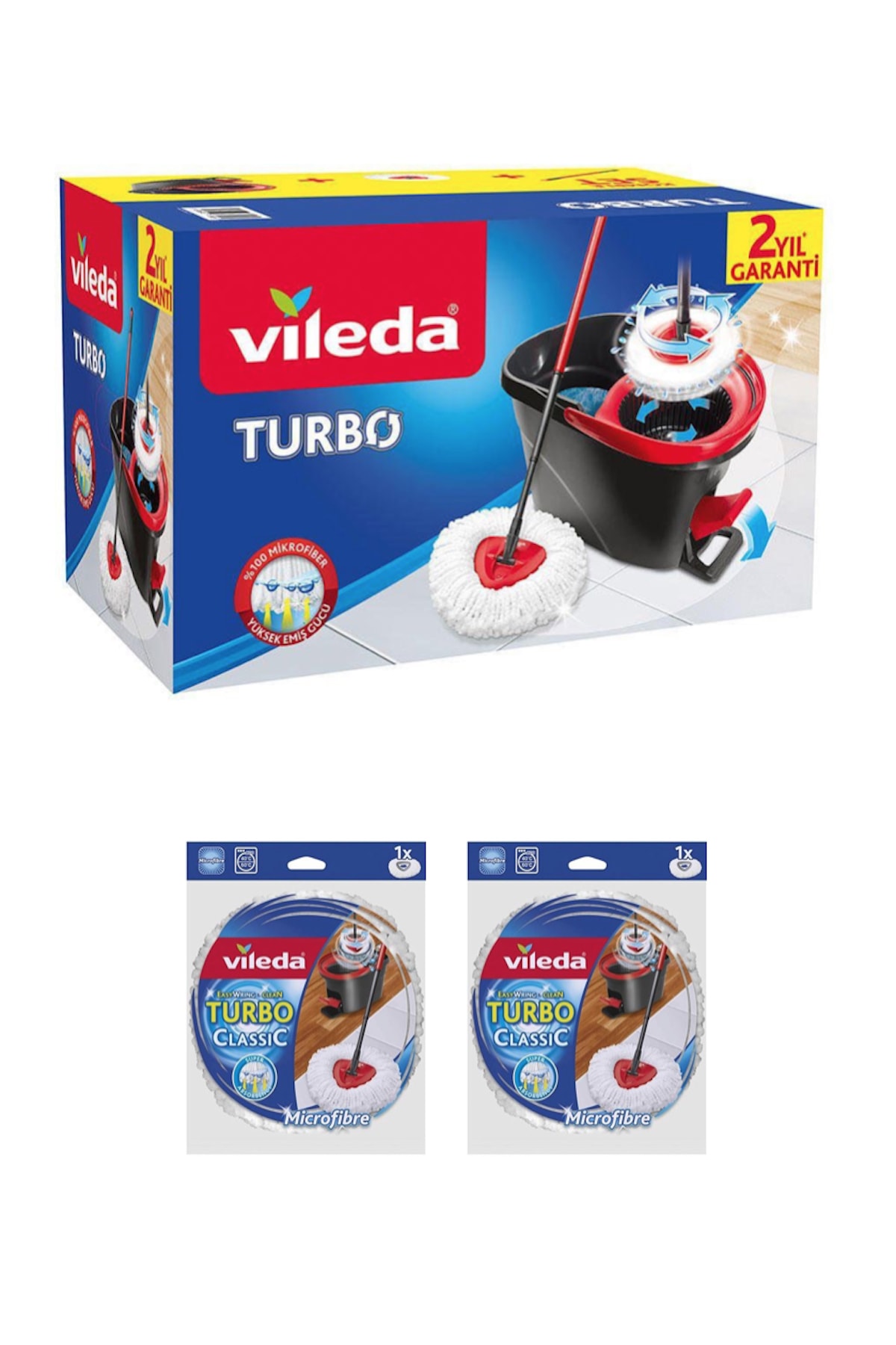 Vileda Turbo Pedallı Temizlik Sistemi + 2 Adet Yedek Paspas