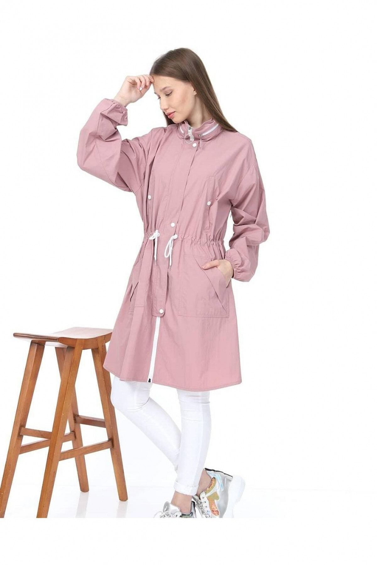 Serra Moda Kadin Gul Kurusu Trenckot Trendyol