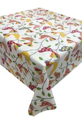 Zeren Home Dalda Kirmizi Kuslar Dertsiz Masa Ortusu 100 X 100 Cm Trendyol