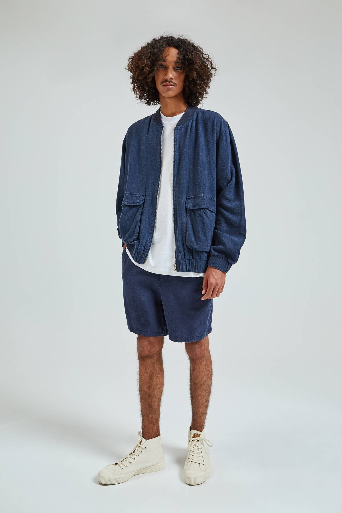 Pull Bear Erkek Koyu Mavi Mavi Keten Bomber Ceket 05716508 Trendyol