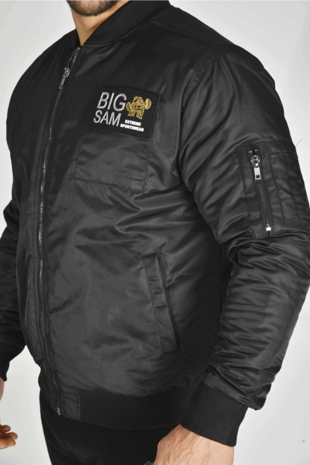 Big Sam-معطف طيار أسود منسوج للرجال 4065 2