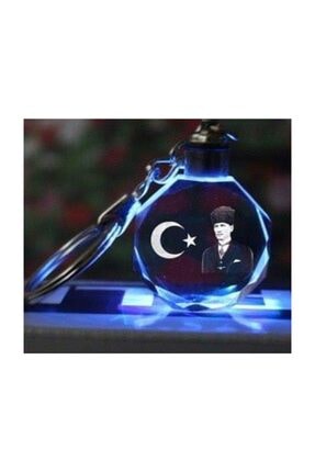 Türk Bayrağı Ve Atatürk Logolu Led Işıklı 3d Anahtarlık ve Yedek Pil turkled