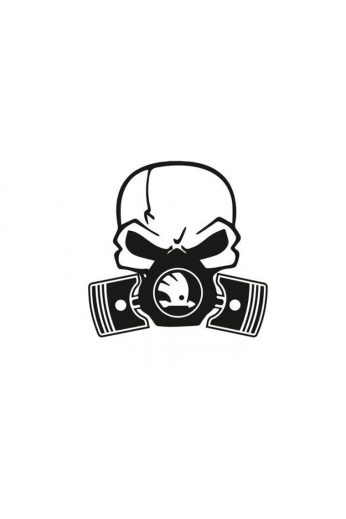 TSC-Skoda Piston Skull Car Sticker Pasting 1