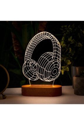 Kulaklık Tasarımlı 3 Boyutlu Led Lamba - 3d led Gece Lambası - Müzik Severe Hediye Masa Lambası 106272