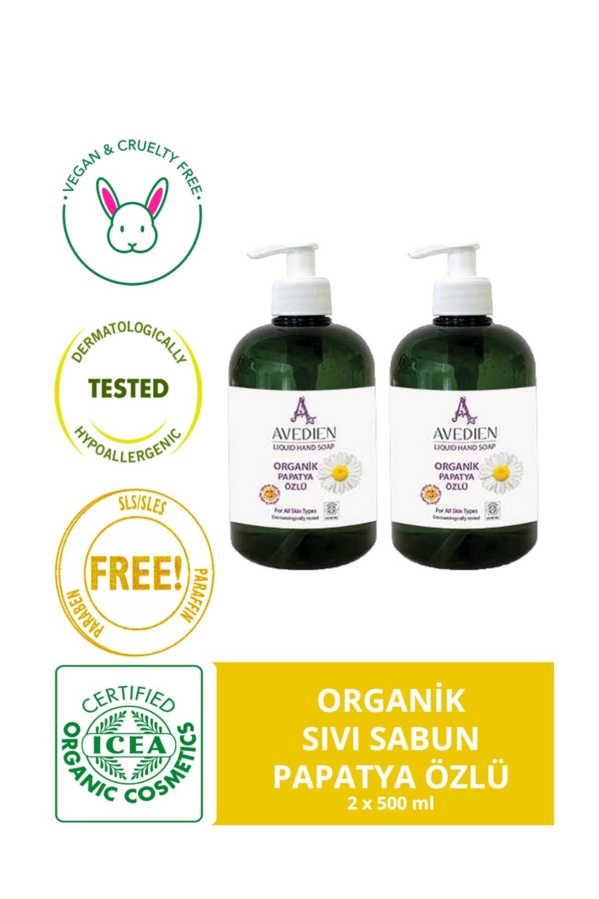 avedien organik sivi sabun papatya ozlu 2 li set 2 x 500ml