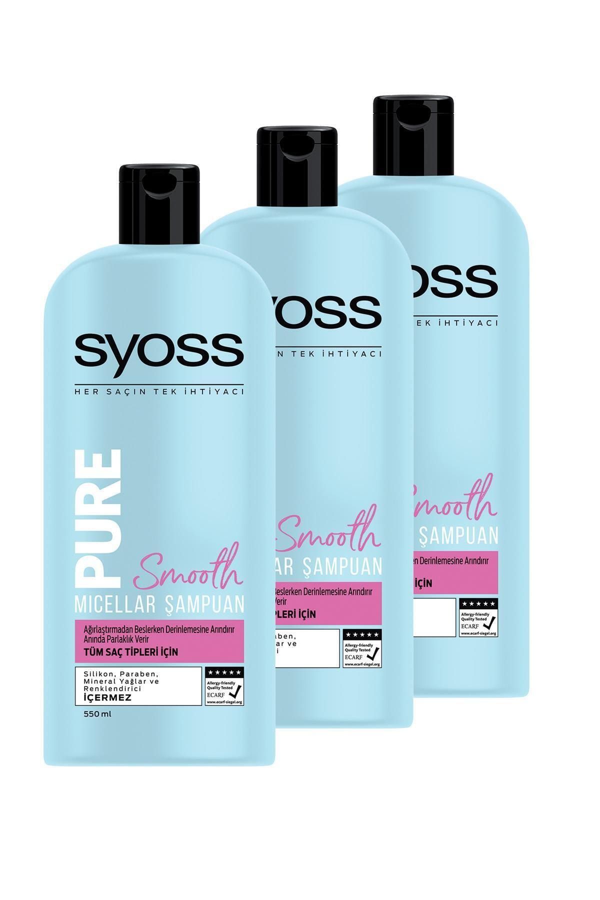 Syoss-550Ml X 3 Pcs Pure Smooth Micellar Shampoo 2