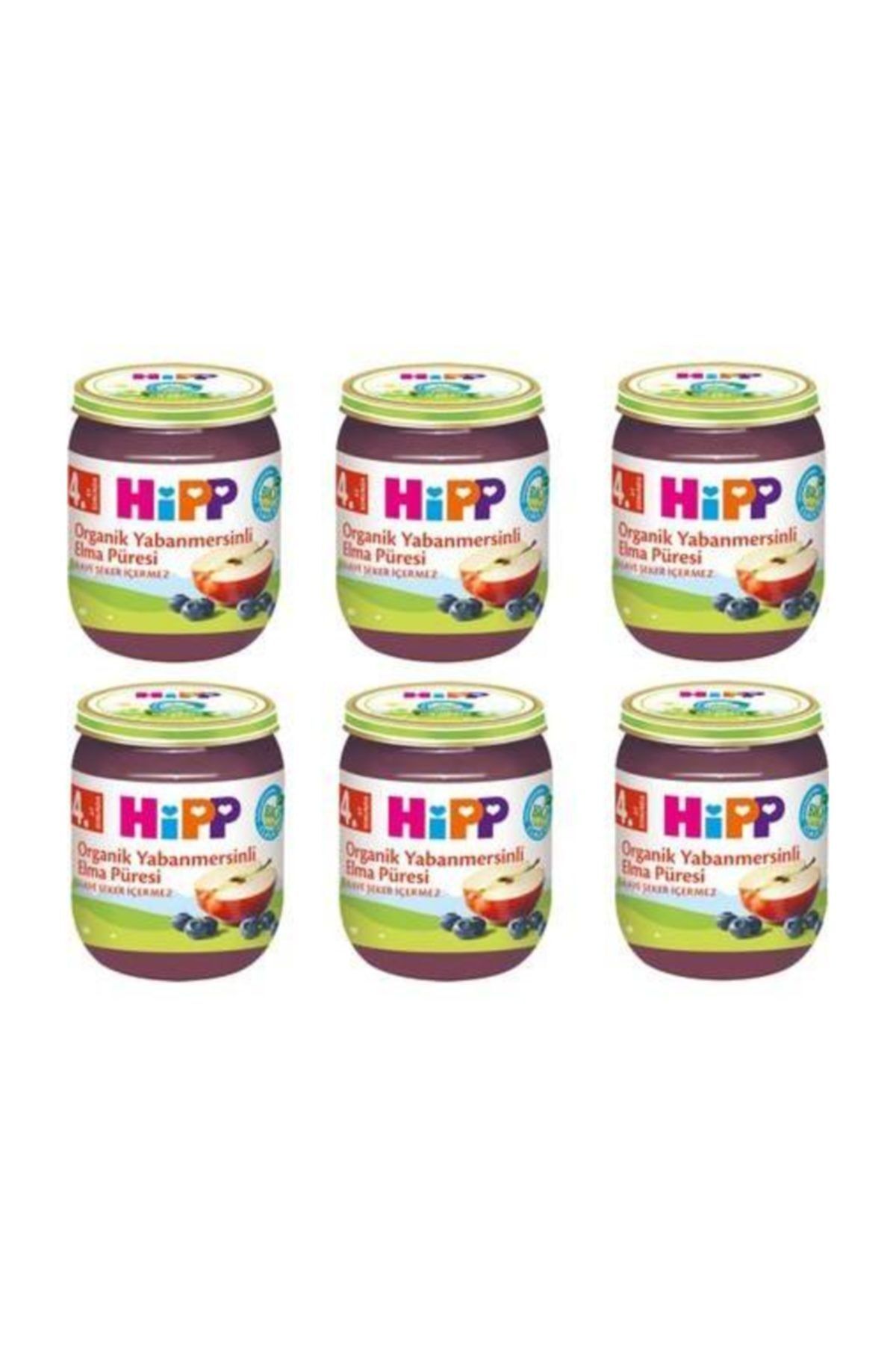 Hipp Organik Yabanmersinli Elma Püresi 125gr X 6 Adet