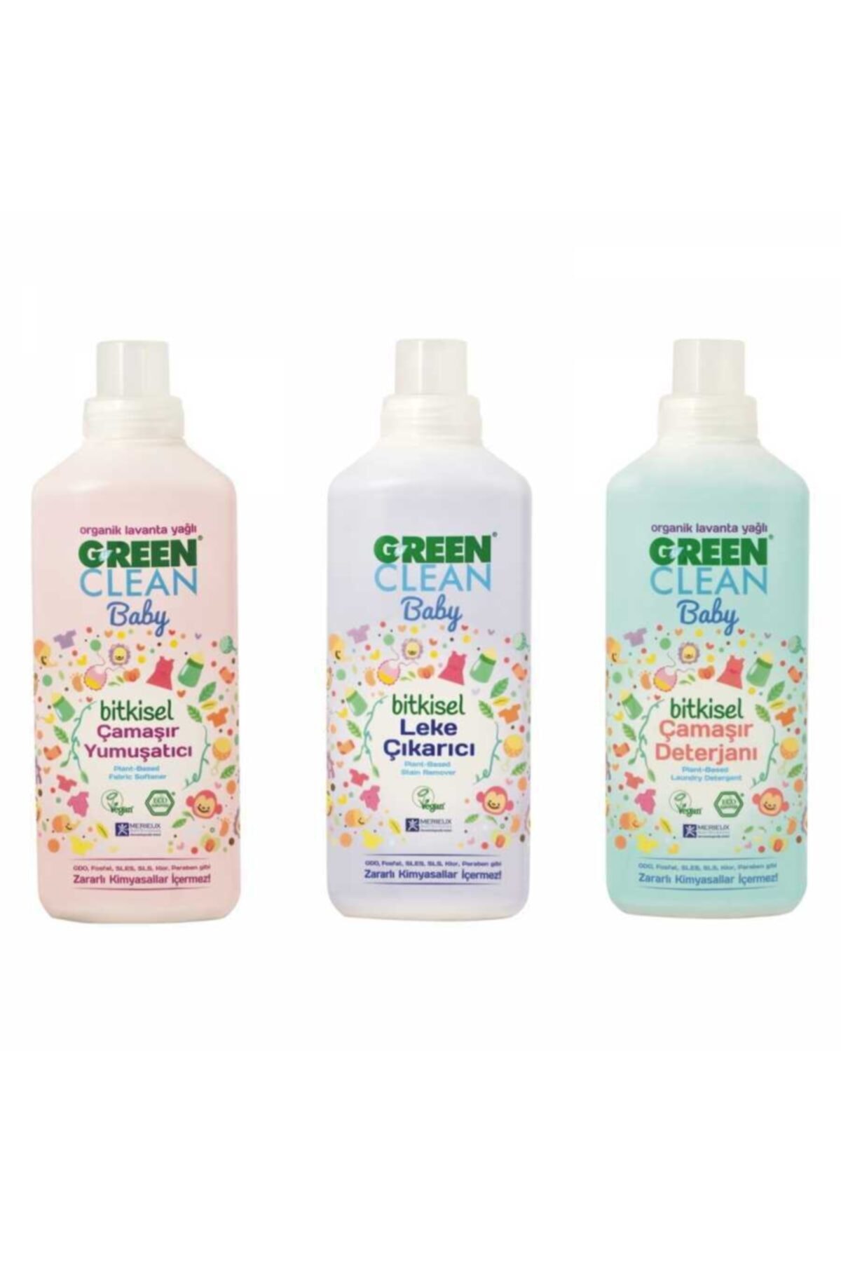 Green Clean U green Clean Baby Çamaşır Deterjanı 1 lt + Çamaşır Yumuşatıcı 1 lt + Leke Çıkarıcı 1 lt