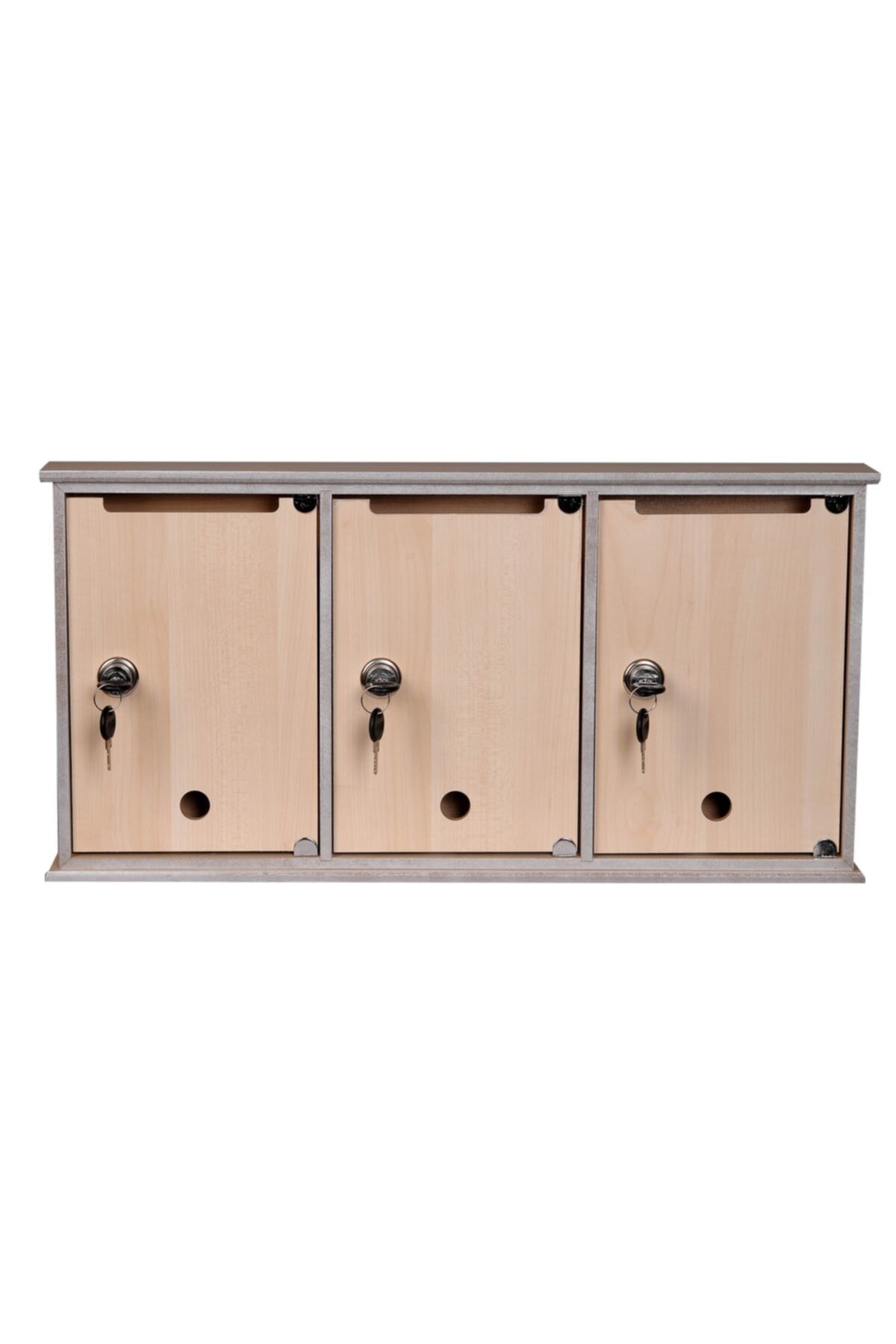 SELENA Ahşap Kilitli Posta Kutusu 3lü- Akça