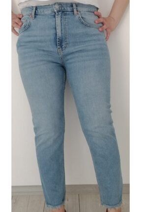 Kadın Mavi Mom Jeans Denim Kot Orjinal Ithal Bayan Boy Friend Pantolon 890163