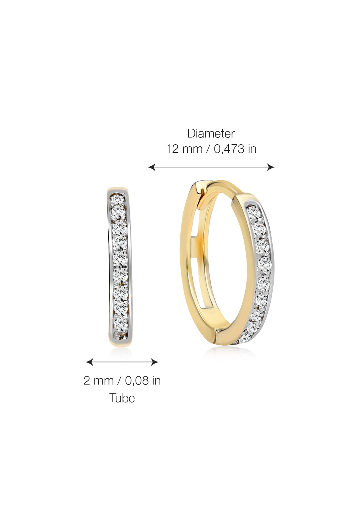 Gelin Pırlanta Kadın 14 Ayar Altın Taşlı Halka Küpe