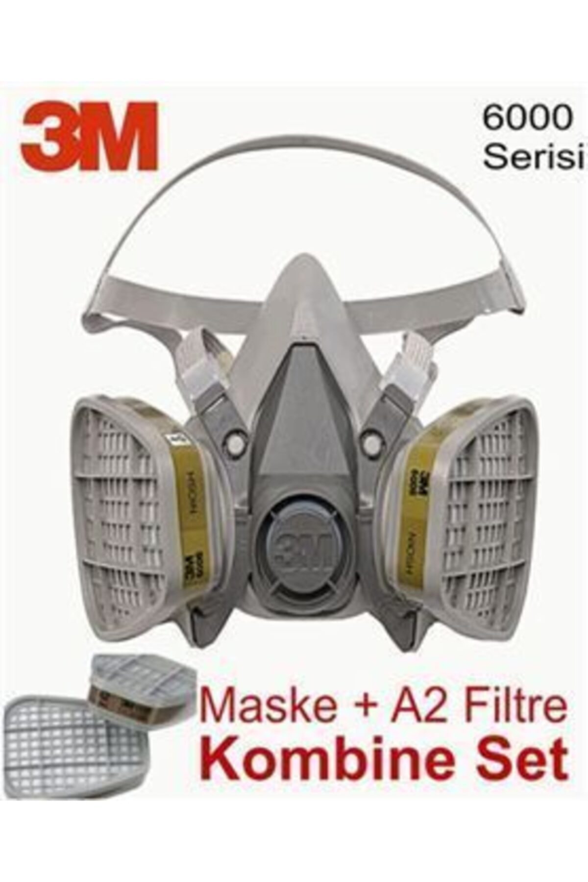3M 6200 Gaz Maskesi + A2 Filtre Dahil Kombine Set