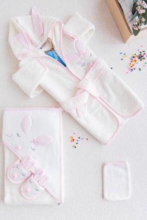 Miniyoki Kiz Bebek Pembe Kapusonlu Tavsan Kulakli Banyo Havlusu Trendyol