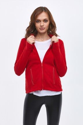 Lamonia Kadin Kirmizi Kapusonlu Sweatshirt Trendyol