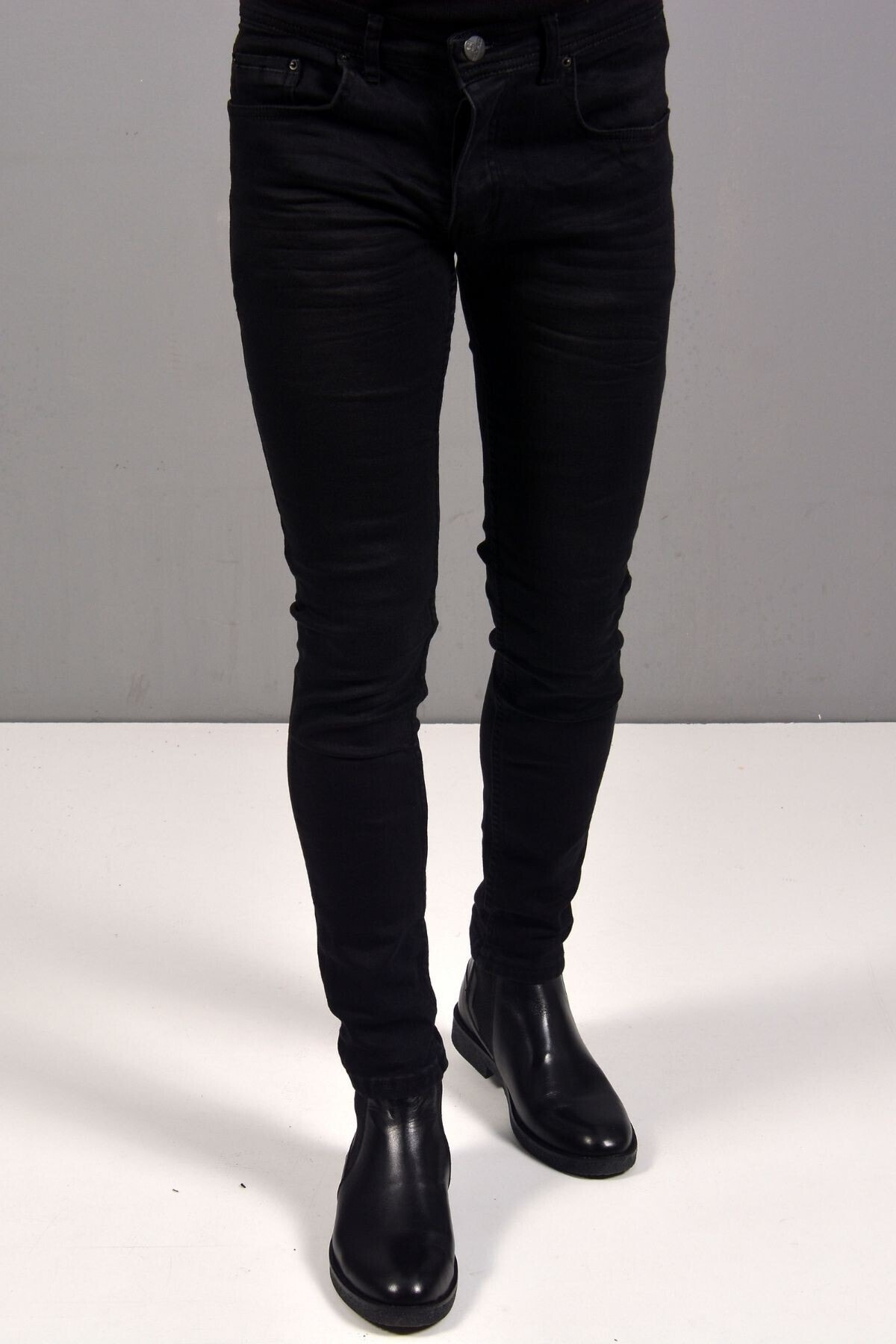 Kocmen Koçmen Erkek Süper Skınny Fit Likralı Siyah Kot Pantolon K0077 - Siyah