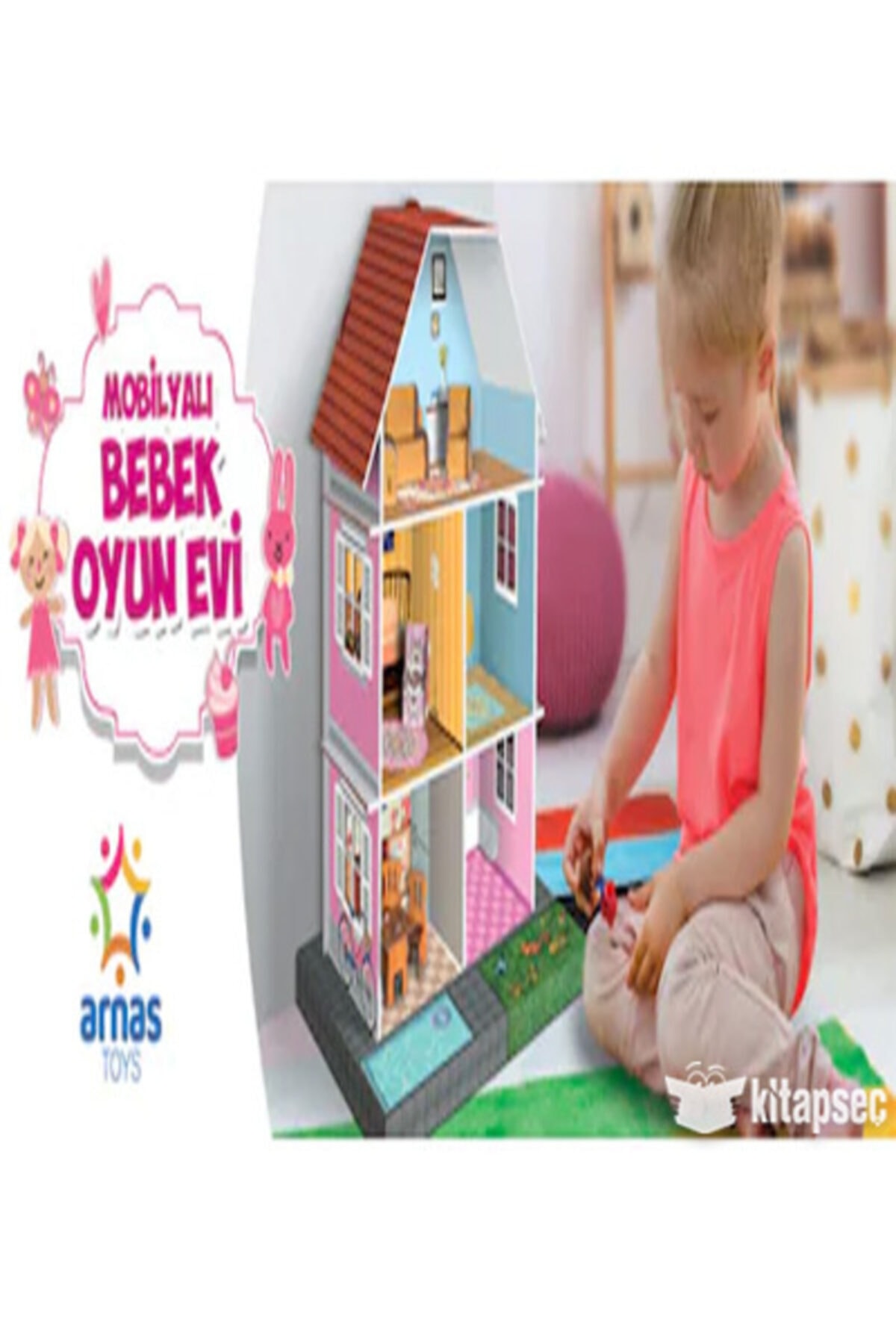 Genel Markalar Mobilyalı Bebek Oyun Evi Karton Maket