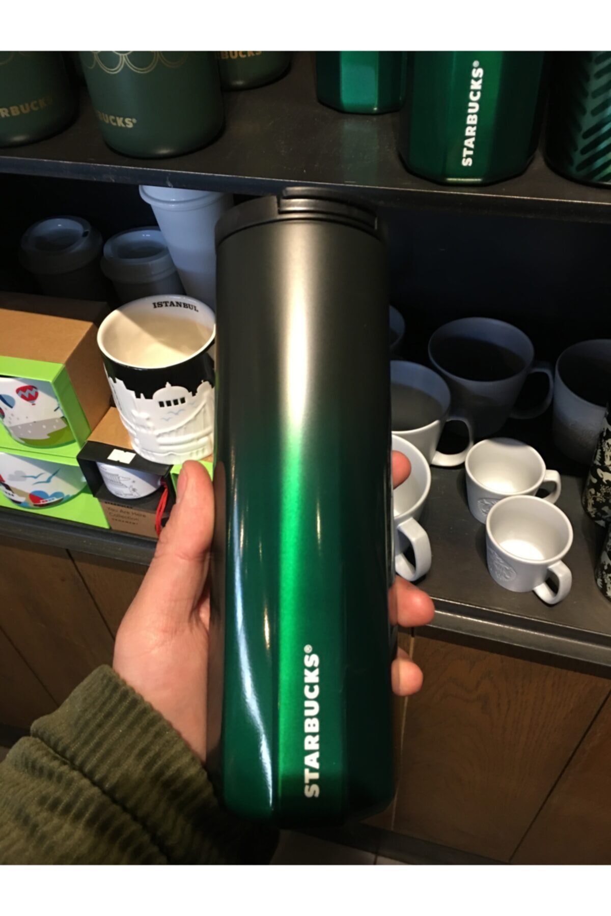 Starbucks Black-green Color Transition Thermos 473 ml