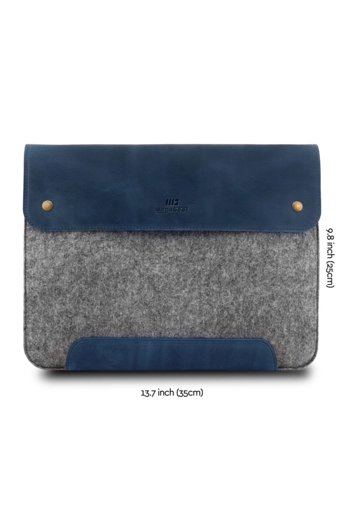 کیف نوت بوک آبی چرم واقعی و نمد 13.3 اینچ MacBook Pro Case Blue MegaGear