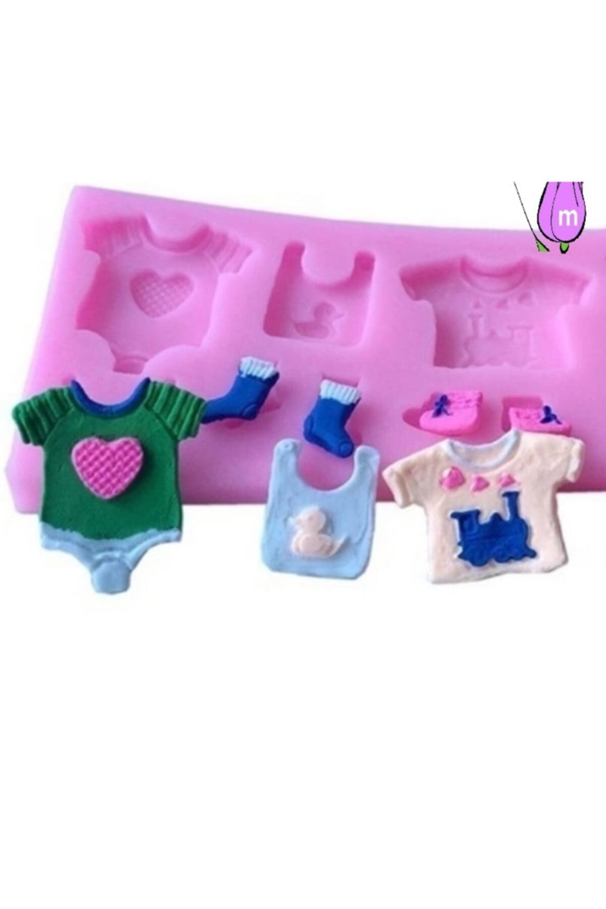 morlalem Bebek Elbiseleri Pano Süsü Silikon Kalıp K-122, Taş Tozu Polyester Reçine Sabun Alçı Mum Kalıbı fotoğrafı 2 (önizleme)