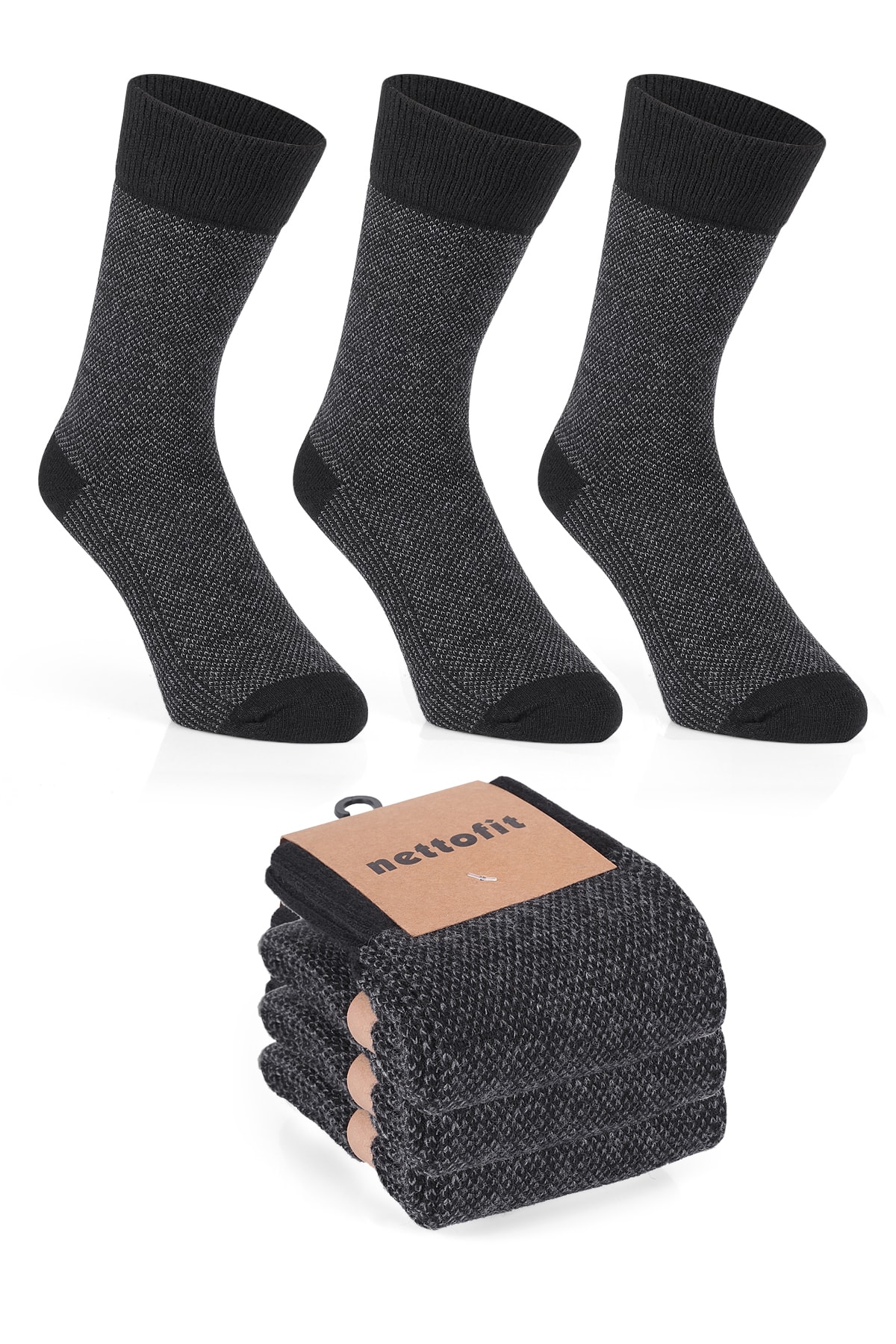 nettofit 3'lü Erkek Termal Kışlık Yün 'lü Dikişsiz Lambswool Soket Çorap