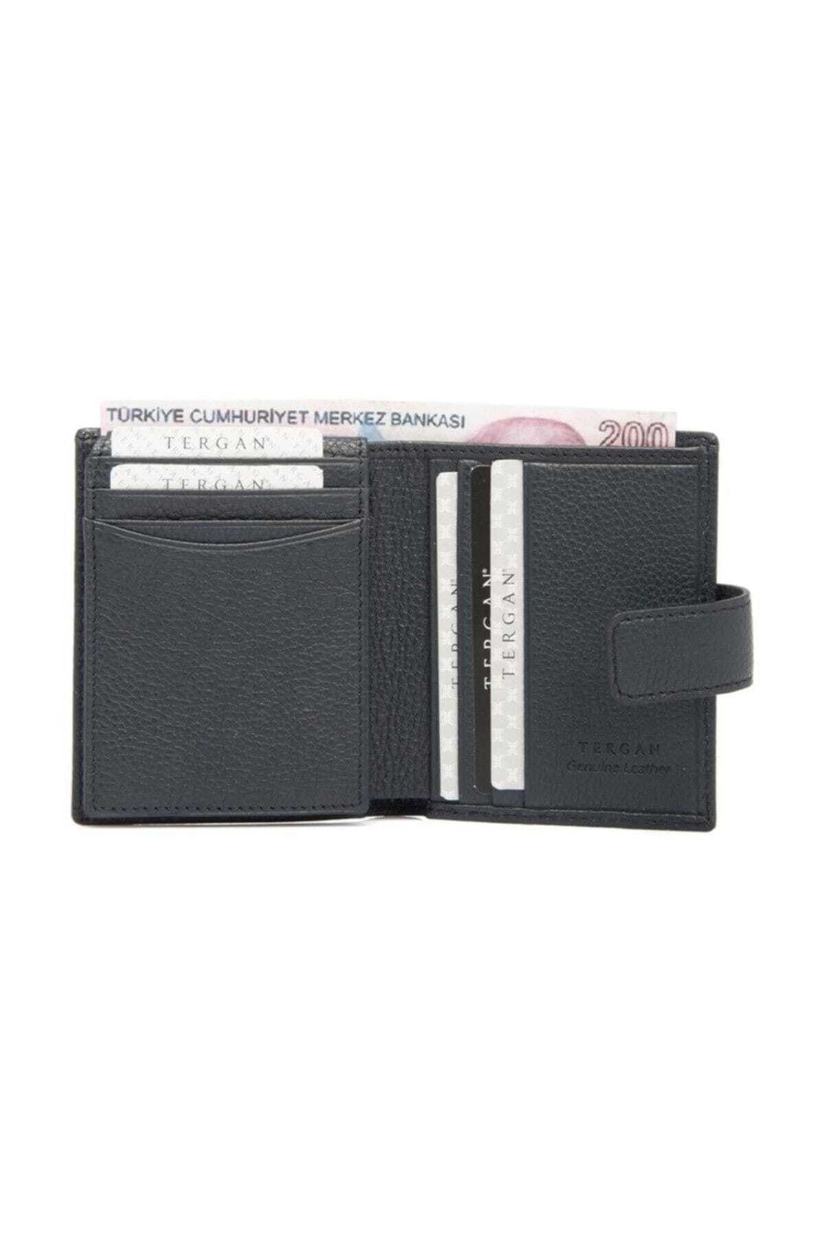 Tergan-Genuine Leather Navy Blue Leather Men's Wallet S1CE00001623 2