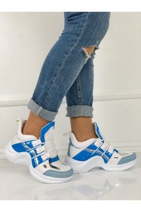 Kadın Beyaz Mavi Sneaker 701-2135