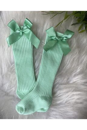Kız Bebek Yeşili Fiyonklu Mint Çorabı fççmy01