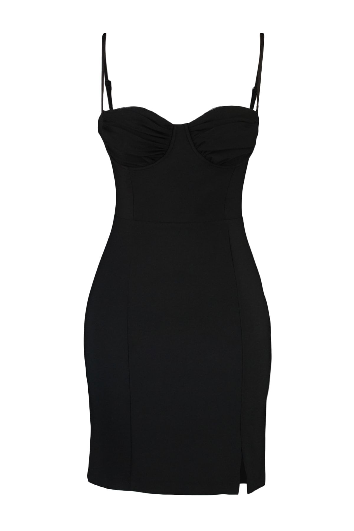 Trendyol Collection-Czarna dopasowana, krótka, elegancka sukienka wieczorowa na studniówkę TPRSS23EL00063 6