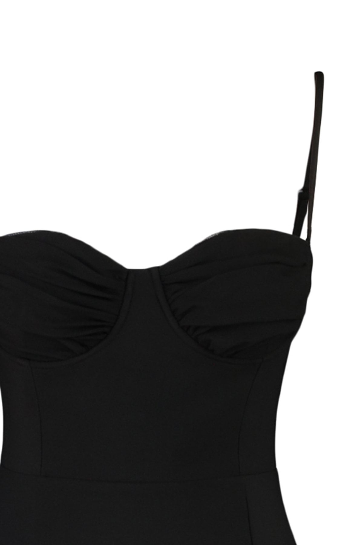 Trendyol Collection-Czarna dopasowana, krótka, elegancka sukienka wieczorowa na studniówkę TPRSS23EL00063 7