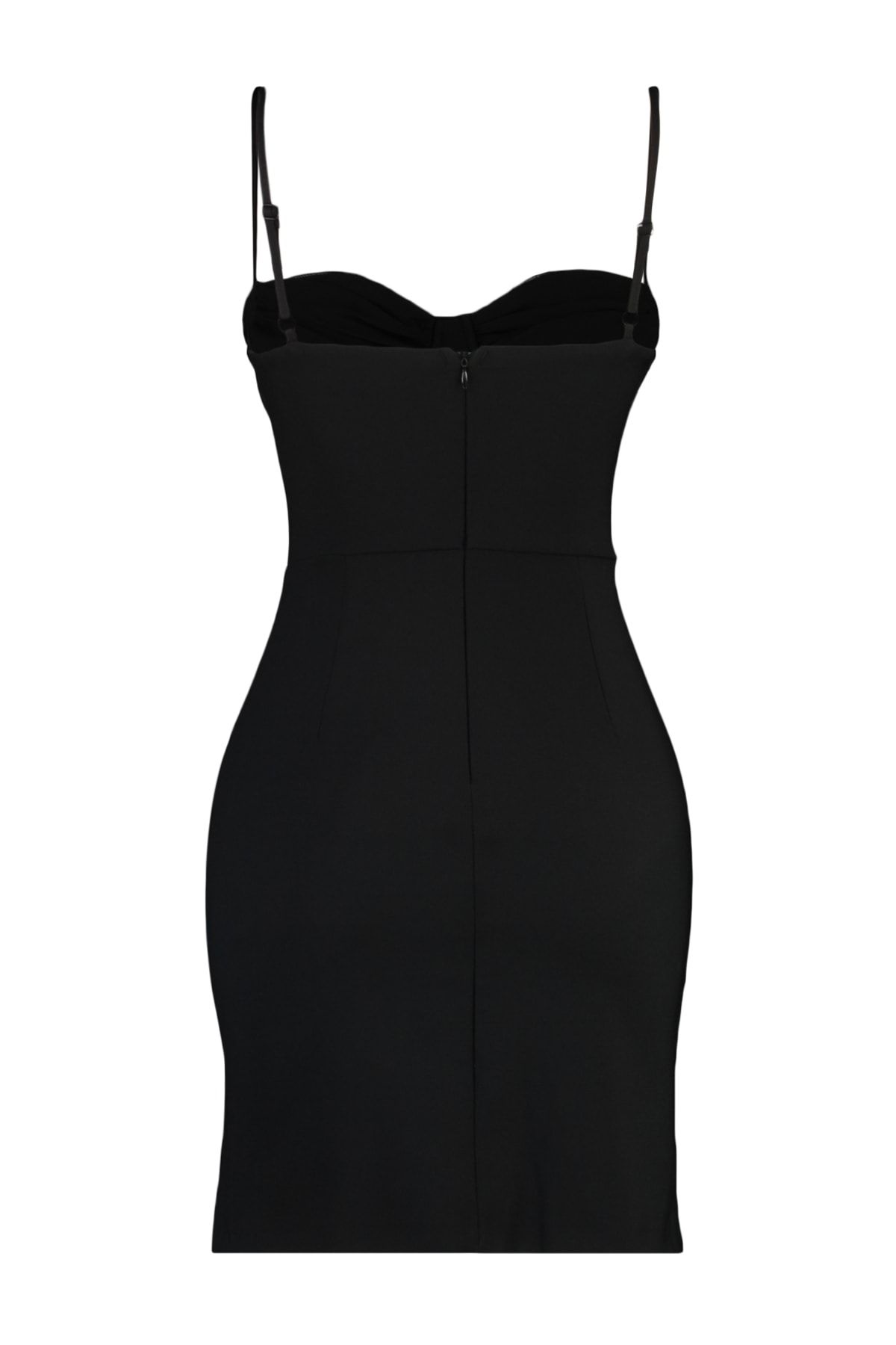 Trendyol Collection-Czarna dopasowana, krótka, elegancka sukienka wieczorowa na studniówkę TPRSS23EL00063 8